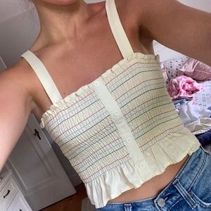 Urban Outfitters light yellow crochet top in size small